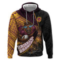 Brisbane Broncos Rugby Hoodie Tribal Polynesian Power Art - Lightning Mascot