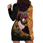 Brisbane Broncos Rugby Hoodie Dress Tribal Polynesian Power Art - Lightning Mascot