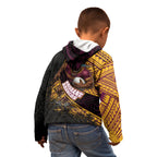 Brisbane Broncos Rugby Kid Hoodie Tribal Polynesian Power Art - Lightning Mascot