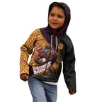 Brisbane Broncos Rugby Kid Hoodie Tribal Polynesian Power Art - Lightning Mascot