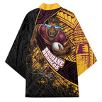 Brisbane Broncos Rugby Kimono Tribal Polynesian Power Art - Lightning Mascot
