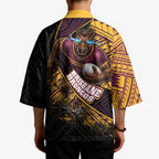 Brisbane Broncos Rugby Kimono Tribal Polynesian Power Art - Lightning Mascot