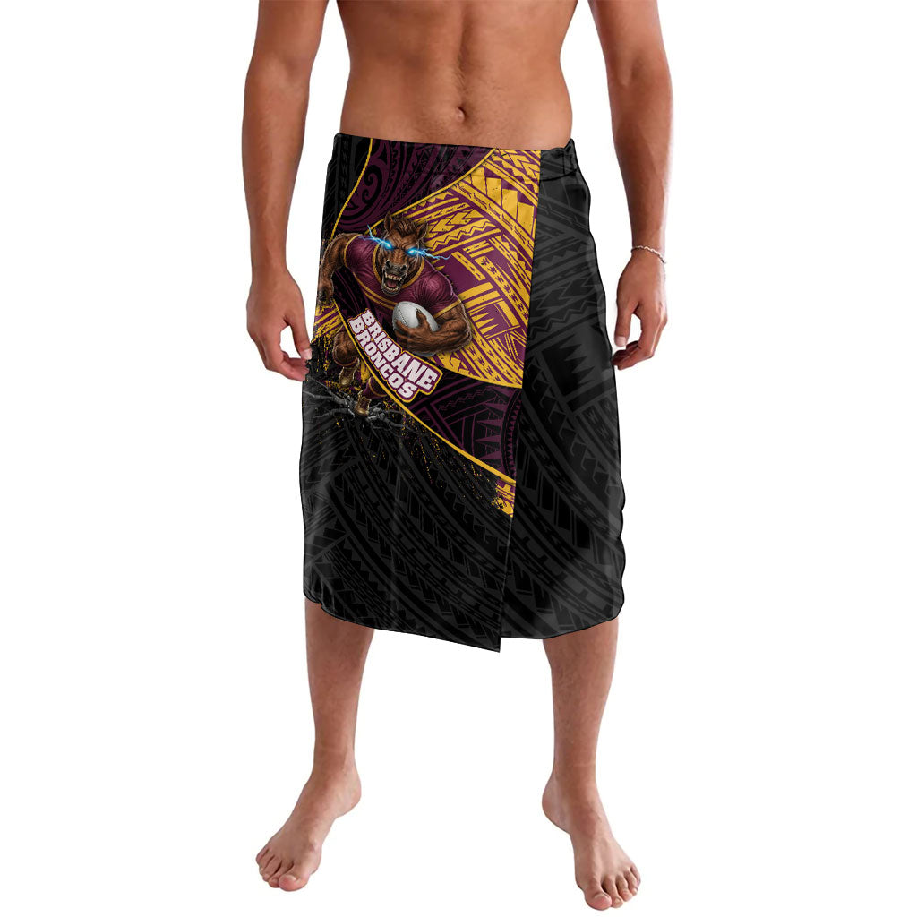 Brisbane Broncos Rugby Lavalava Tribal Polynesian Power Art - Lightning Mascot