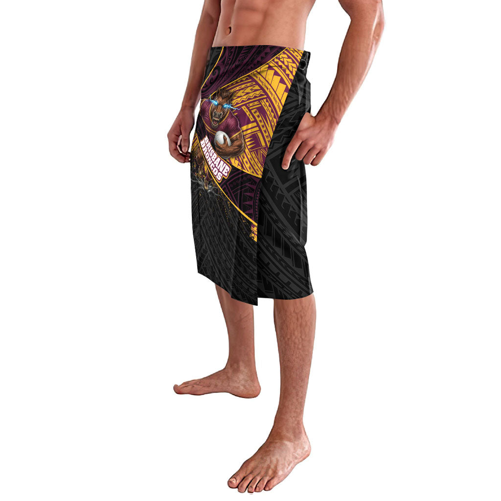 Brisbane Broncos Rugby Lavalava Tribal Polynesian Power Art - Lightning Mascot