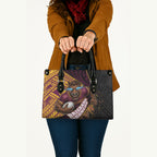 Brisbane Broncos Rugby Leather Bag Tribal Polynesian Power Art - Lightning Mascot