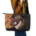 Brisbane Broncos Rugby Leather Tote Bag Tribal Polynesian Power Art - Lightning Mascot