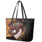 Brisbane Broncos Rugby Leather Tote Bag Tribal Polynesian Power Art - Lightning Mascot