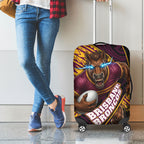 Brisbane Broncos Rugby Luggage Cover Tribal Polynesian Power Art - Lightning Mascot