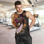 Brisbane Broncos Rugby Men Tank Top Tribal Polynesian Power Art - Lightning Mascot
