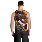 Brisbane Broncos Rugby Men Tank Top Tribal Polynesian Power Art - Lightning Mascot