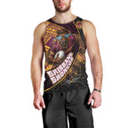 Brisbane Broncos Rugby Men Tank Top Tribal Polynesian Power Art - Lightning Mascot