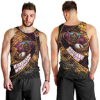 Brisbane Broncos Rugby Men Tank Top Tribal Polynesian Power Art - Lightning Mascot