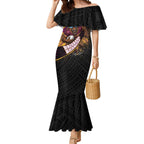 Brisbane Broncos Rugby Mermaid Dress Tribal Polynesian Power Art - Lightning Mascot