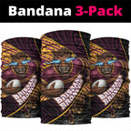 Brisbane Broncos Rugby Neck Gaiter Tribal Polynesian Power Art - Lightning Mascot