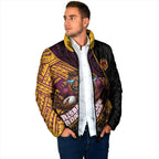 Brisbane Broncos Rugby Padded Jacket Tribal Polynesian Power Art - Lightning Mascot