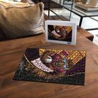 Brisbane Broncos Rugby Puzzle Tribal Polynesian Power Art - Lightning Mascot