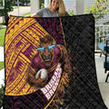 Brisbane Broncos Rugby Quilt Tribal Polynesian Power Art - Lightning Mascot