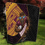 Brisbane Broncos Rugby Quilt Tribal Polynesian Power Art - Lightning Mascot