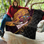 Brisbane Broncos Rugby Quilt Tribal Polynesian Power Art - Lightning Mascot