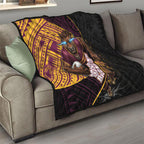 Brisbane Broncos Rugby Quilt Tribal Polynesian Power Art - Lightning Mascot