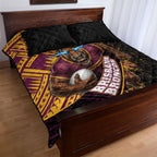 Brisbane Broncos Rugby Quilt Bed Set Tribal Polynesian Power Art - Lightning Mascot