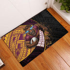 Brisbane Broncos Rugby Rubber Doormat Tribal Polynesian Power Art - Lightning Mascot