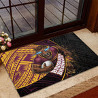 Brisbane Broncos Rugby Rubber Doormat Tribal Polynesian Power Art - Lightning Mascot