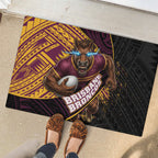Brisbane Broncos Rugby Rubber Doormat Tribal Polynesian Power Art - Lightning Mascot