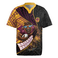 Brisbane Broncos Rugby Rugby Jersey Tribal Polynesian Power Art - Lightning Mascot