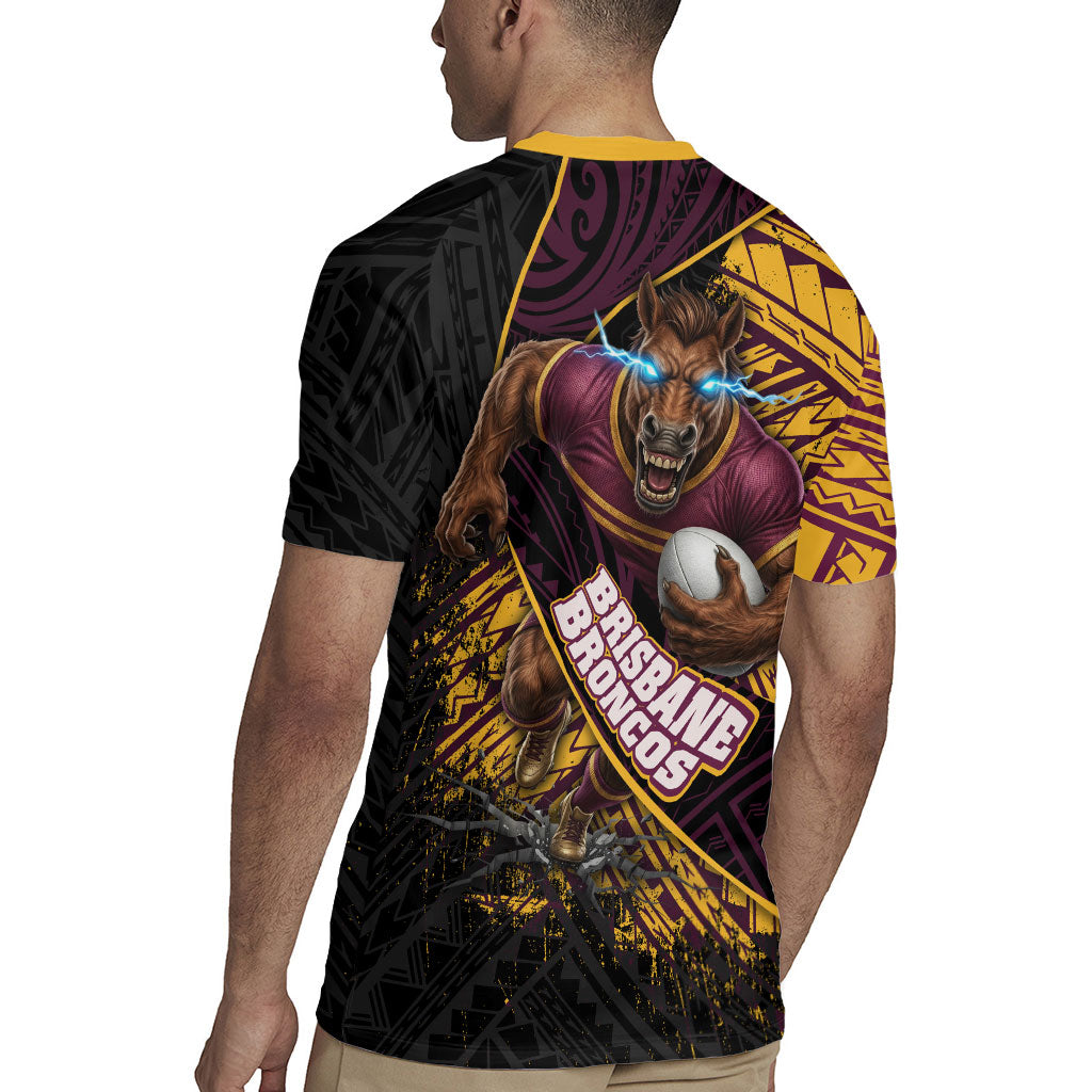 Brisbane Broncos Rugby Rugby Jersey Tribal Polynesian Power Art - Lightning Mascot