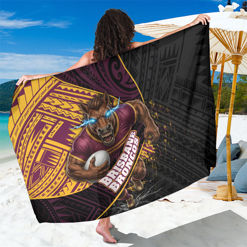 Brisbane Broncos Rugby Sarong Tribal Polynesian Power Art - Lightning Mascot