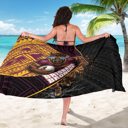 Brisbane Broncos Rugby Sarong Tribal Polynesian Power Art - Lightning Mascot