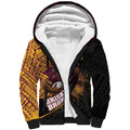 Brisbane Broncos Rugby Sherpa Hoodie Tribal Polynesian Power Art - Lightning Mascot