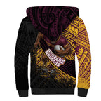 Brisbane Broncos Rugby Sherpa Hoodie Tribal Polynesian Power Art - Lightning Mascot