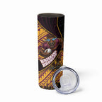 Brisbane Broncos Rugby Skinny Tumbler Tribal Polynesian Power Art - Lightning Mascot