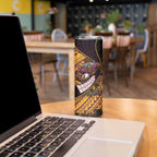 Brisbane Broncos Rugby Skinny Tumbler Tribal Polynesian Power Art - Lightning Mascot