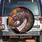 Brisbane Broncos Rugby Spare Tire Cover Tribal Polynesian Power Art - Lightning Mascot
