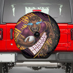 Brisbane Broncos Rugby Spare Tire Cover Tribal Polynesian Power Art - Lightning Mascot