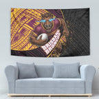 Brisbane Broncos Rugby Tapestry Tribal Polynesian Power Art - Lightning Mascot