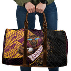 Brisbane Broncos Rugby Travel Bag Tribal Polynesian Power Art - Lightning Mascot