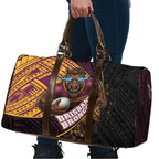 Brisbane Broncos Rugby Travel Bag Tribal Polynesian Power Art - Lightning Mascot