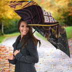 Brisbane Broncos Rugby Umbrella Tribal Polynesian Power Art - Lightning Mascot