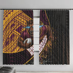 Brisbane Broncos Rugby Window Curtain Tribal Polynesian Power Art - Lightning Mascot
