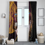 Brisbane Broncos Rugby Window Curtain Tribal Polynesian Power Art - Lightning Mascot