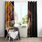 Brisbane Broncos Rugby Window Curtain Tribal Polynesian Power Art - Lightning Mascot