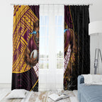 Brisbane Broncos Rugby Window Curtain Tribal Polynesian Power Art - Lightning Mascot