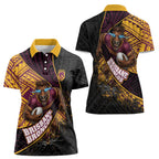 Brisbane Broncos Rugby Women Polo Shirt Tribal Polynesian Power Art - Lightning Mascot