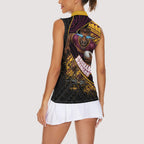 Brisbane Broncos Rugby Women Sleeveless Polo Shirt Tribal Polynesian Power Art - Lightning Mascot