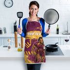 Personalised Brisbane Broncos Rugby Apron Bronx Mascot Grunge Maroon Gold - Sporty Splash Art Style
