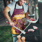 Personalised Brisbane Broncos Rugby Apron Bronx Mascot Grunge Maroon Gold - Sporty Splash Art Style